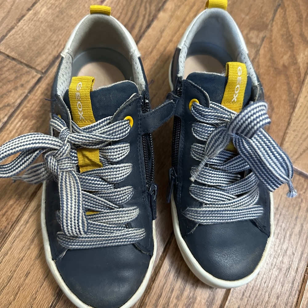 Lightly used Geox sneakers size 1US, blue yellow color